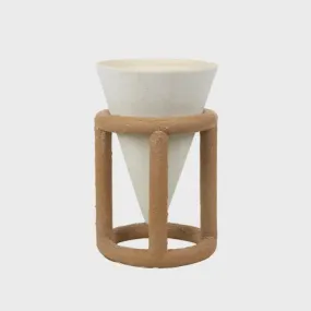 Adams Ceramic Cone Pot with Stand Natural