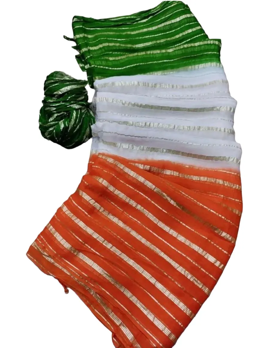 Beautiful Women Tri colour saree for Independence and Republic Day