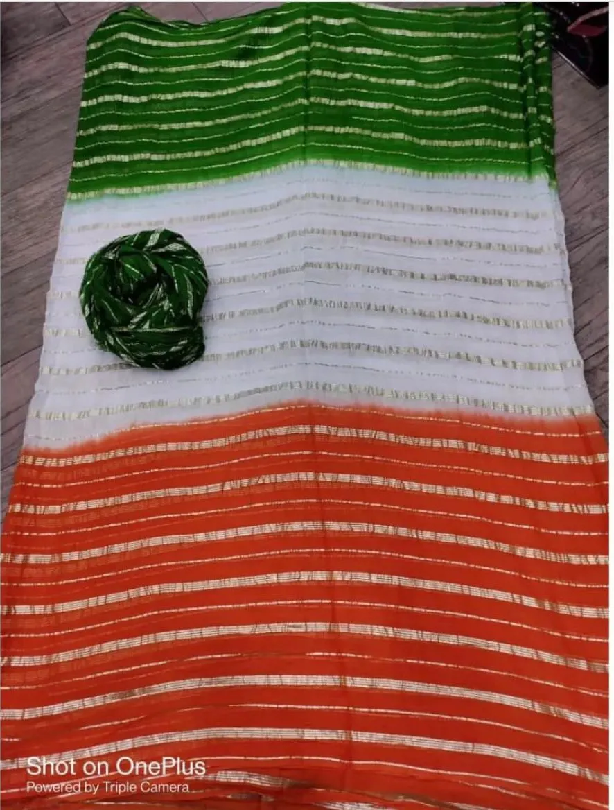 Beautiful Women Tri colour saree for Independence and Republic Day