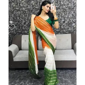 Beautiful Women Tri colour saree for Independence and Republic Day