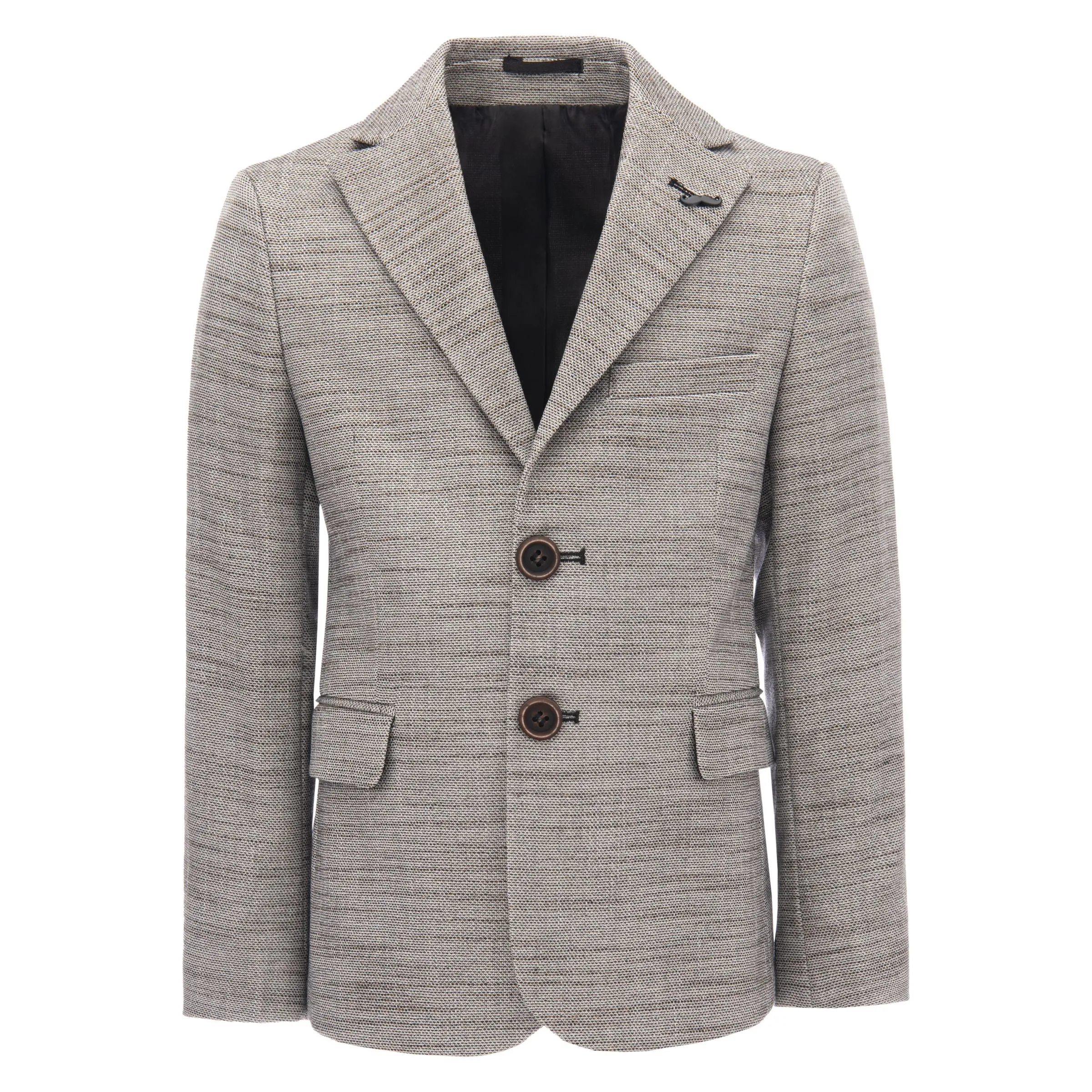 Beige Tweed Peak Lapel Blazer