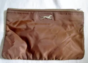 BIMBA & LOLA GREYHOUND DOG Wallet Pouch Case Purse Clutch Vegan Nylon BROWN