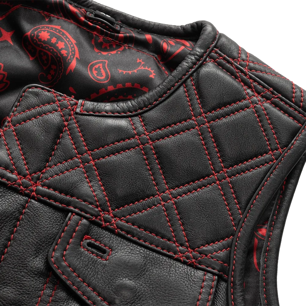 Bonnie - Women's Motorcycle Leather Vest - Diamond Quilt