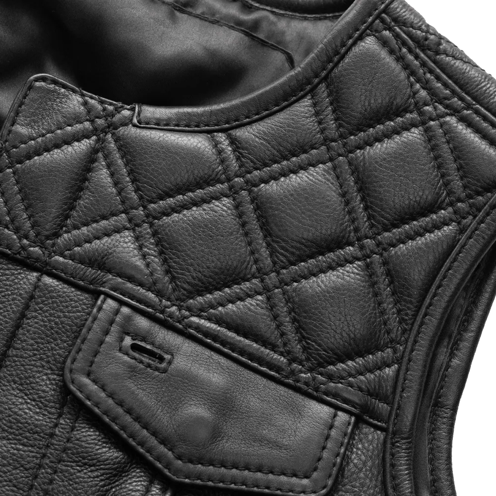 Bonnie - Women's Motorcycle Leather Vest - Diamond Quilt