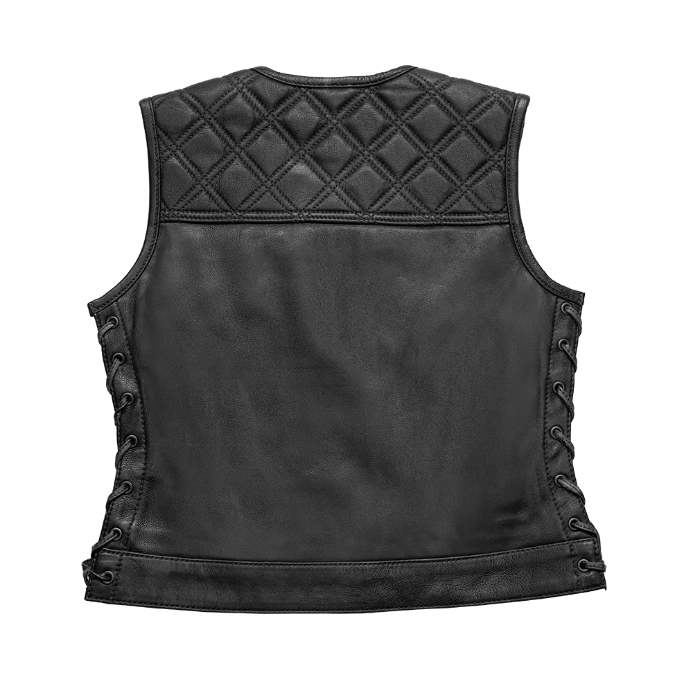 Bonnie - Women's Motorcycle Leather Vest - Diamond Quilt