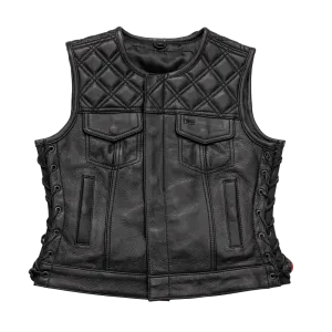 Bonnie - Women's Motorcycle Leather Vest - Diamond Quilt