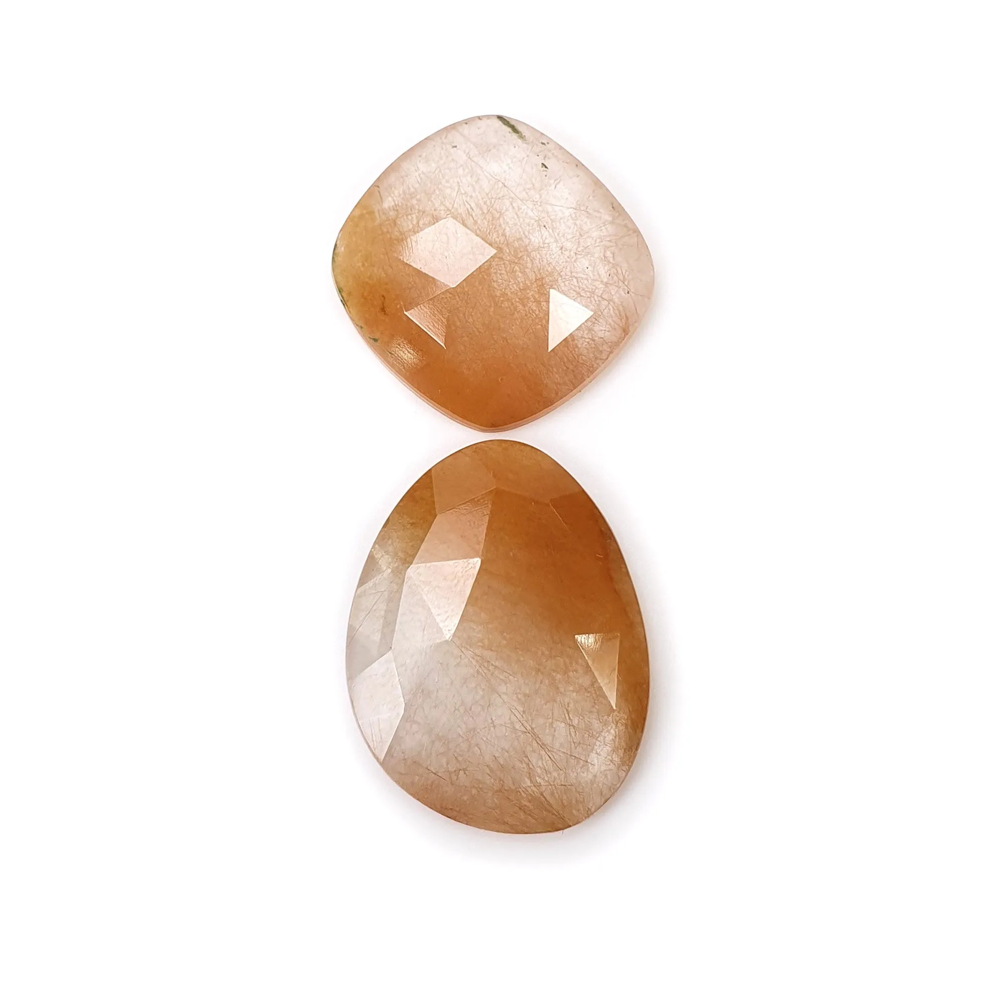 BROWN RUTILE Quartz Gemstone Rose Cut : 20.60cts Natural Untreated Unheated Rutile Cushion & Uneven Shape 22*17mm - 17mm (With Video)