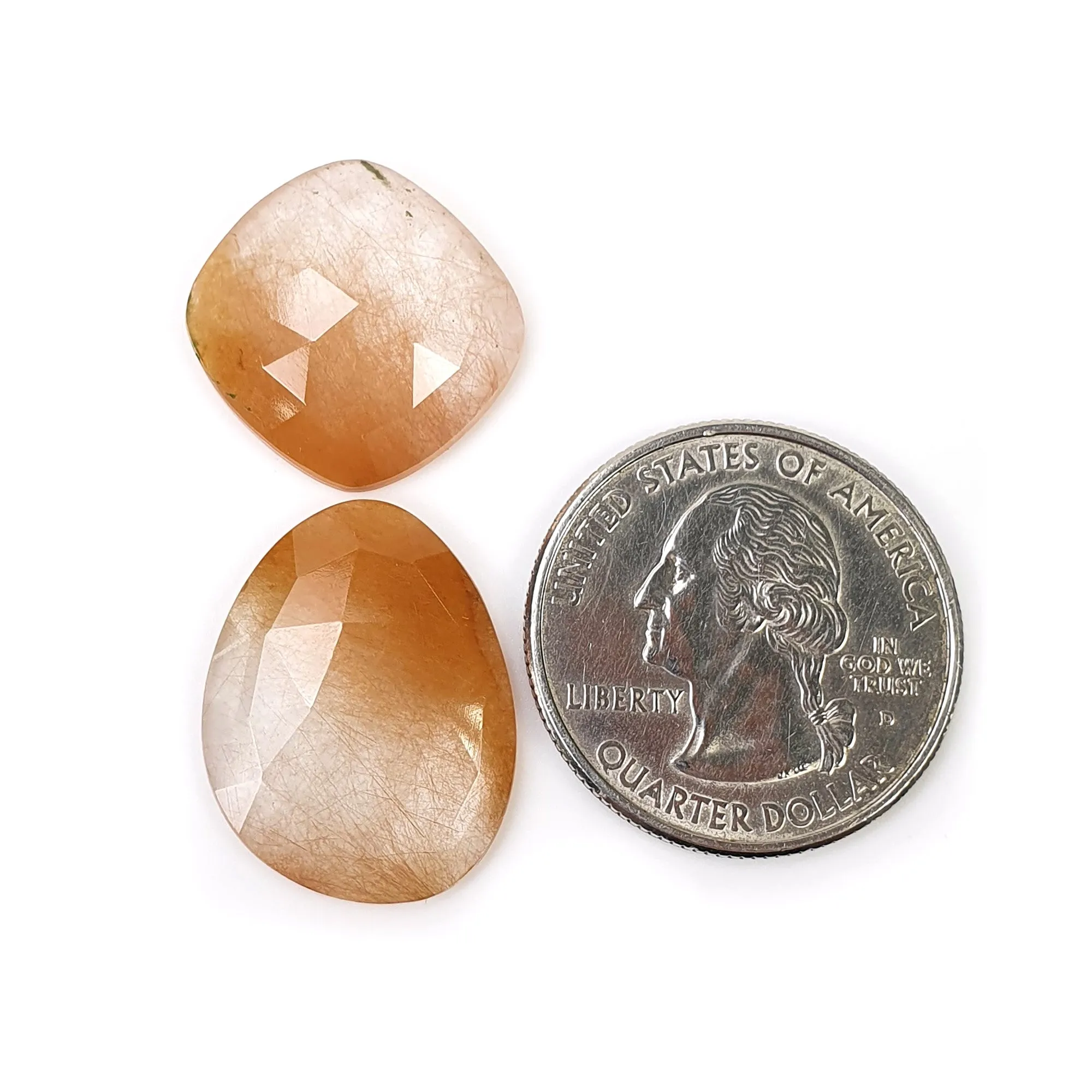 BROWN RUTILE Quartz Gemstone Rose Cut : 20.60cts Natural Untreated Unheated Rutile Cushion & Uneven Shape 22*17mm - 17mm (With Video)