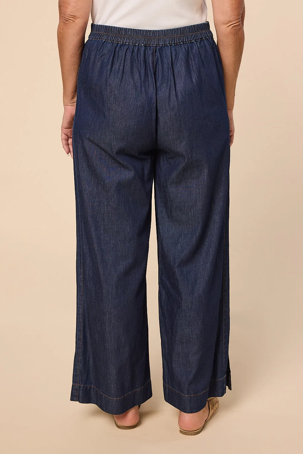 Camille Chambray Pant in Dark Wash