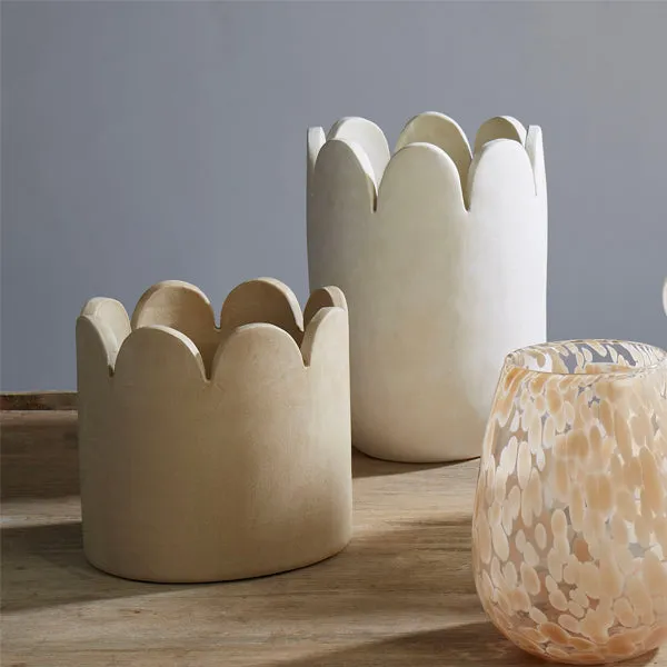 Ceramic Scalloped Pot Med - Cream