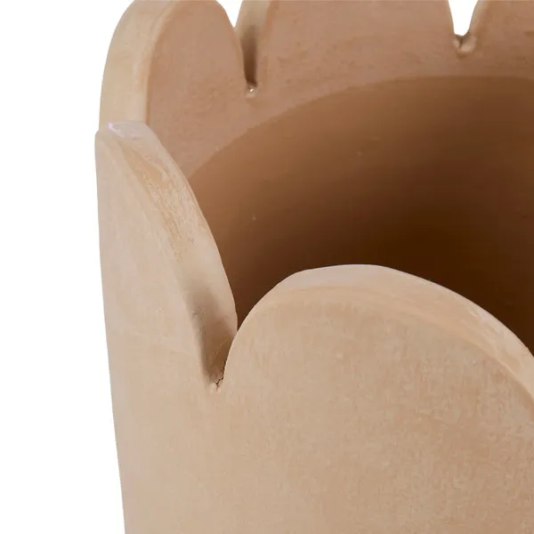 Ceramic Scalloped Pot Med - Cream