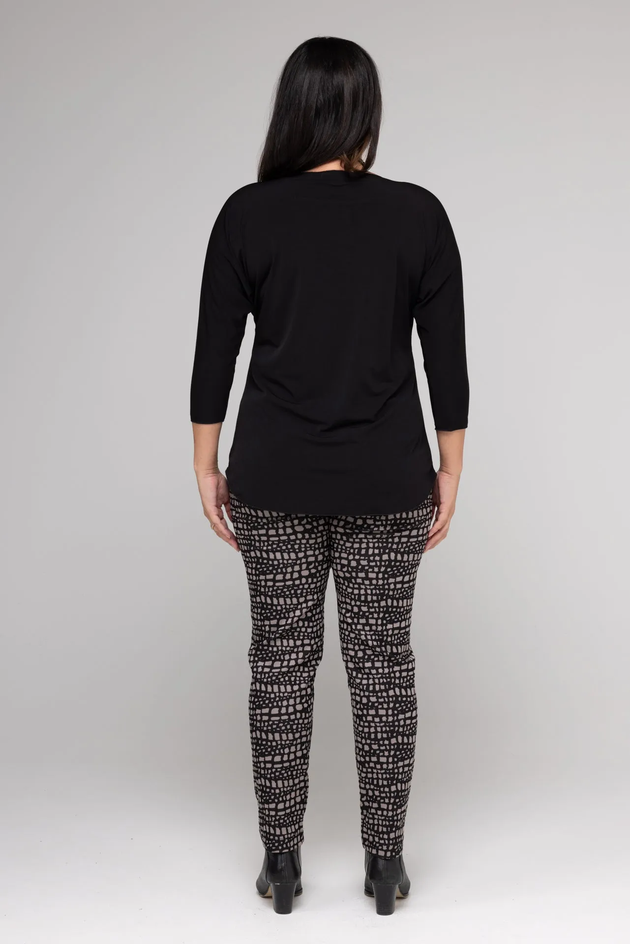 Croc Print Stretch Rayon/Nylon Full Length Pants