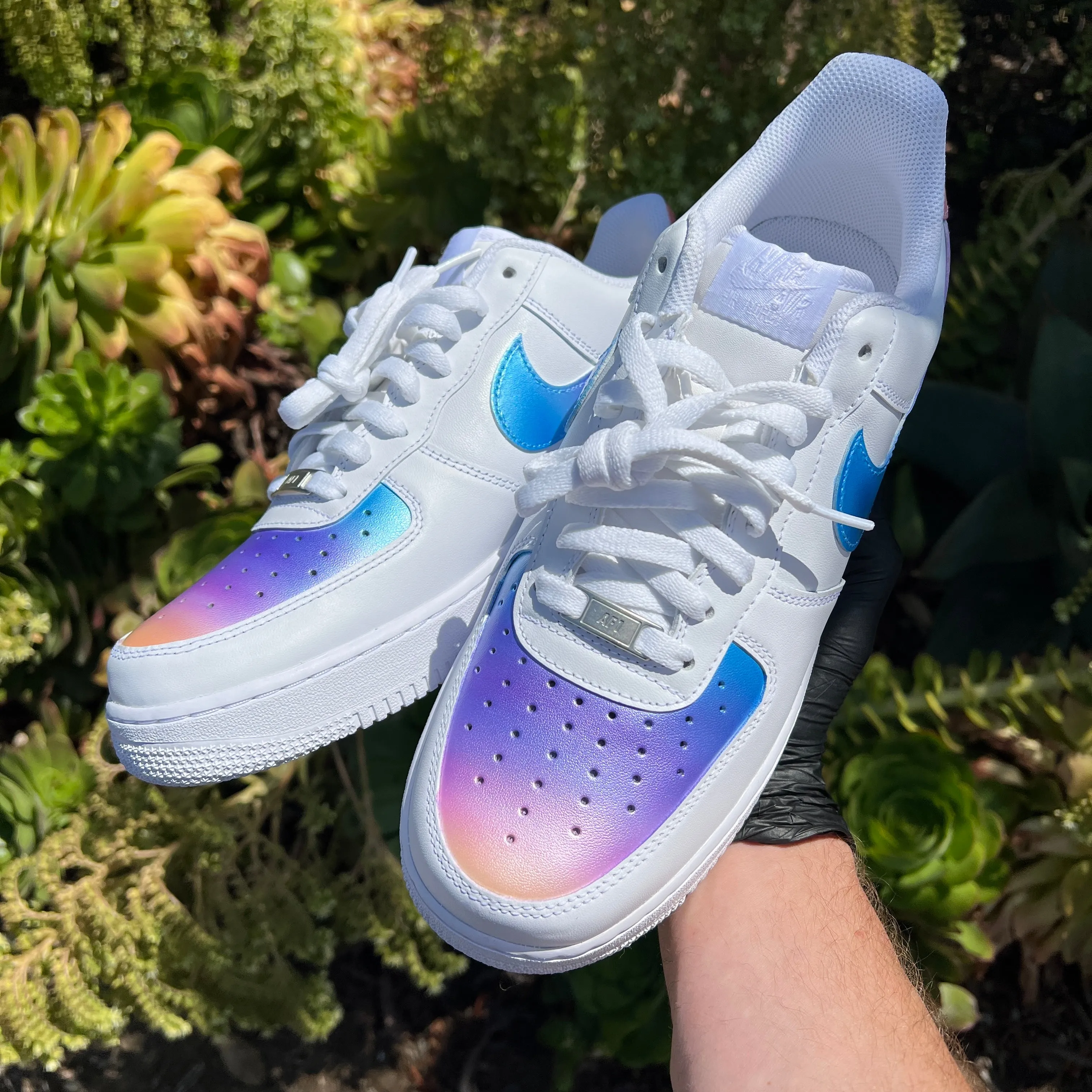 Custom Hand Painted Ombre Gradient Black Nike Air Force 1