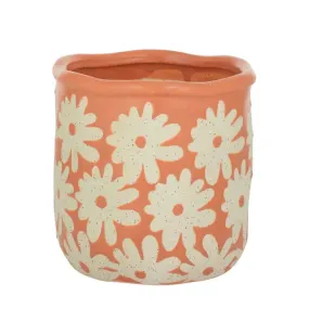 Daisies Ceramic Pot - Clay