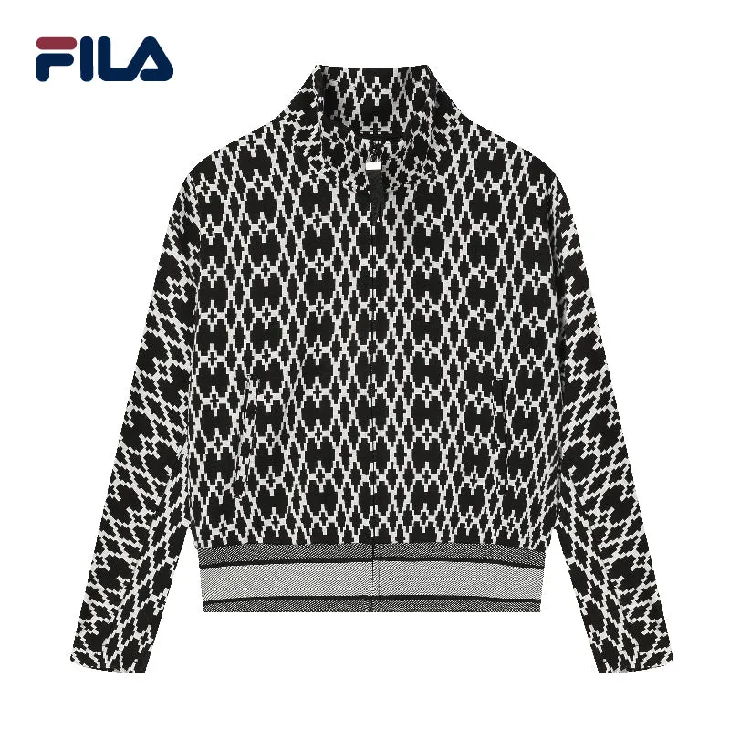 FILA CORE Women's WHITE LINE EMERALD Knit Top in Black