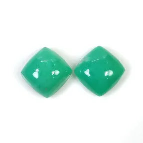 GREEN CHRYSOPRASE Gemstone Cabochon : 40.20cts Natural Untreated Unheated Chrysoprase Cushion Shape 17mm Pair