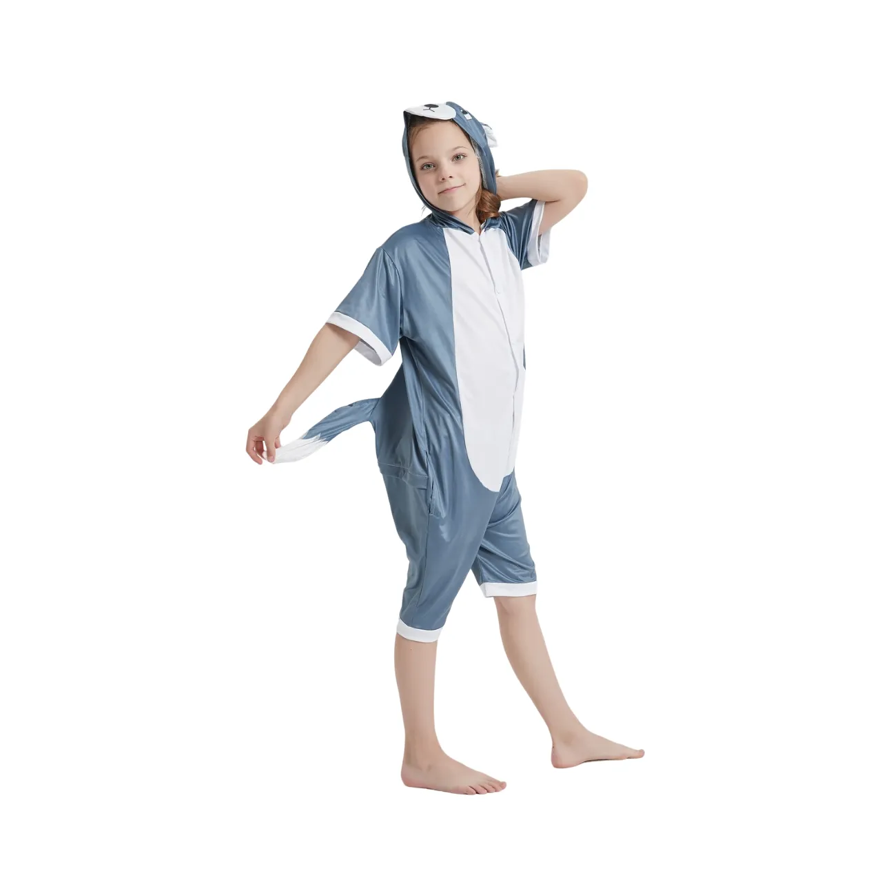 Grey Husky Dog Kids Summer Onesie