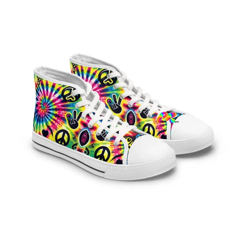 Happy Vibes Rave Women's High Top Sneakers