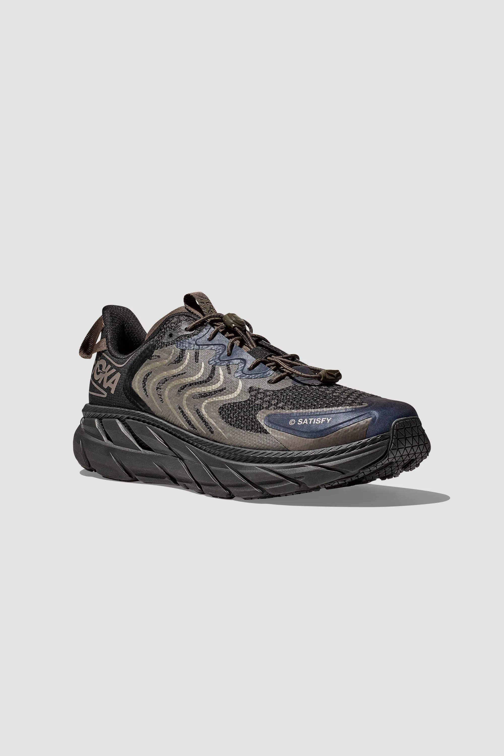 HOKA X SATISFY Clifton LS Unisex Sneaker in Forged Iron/Black