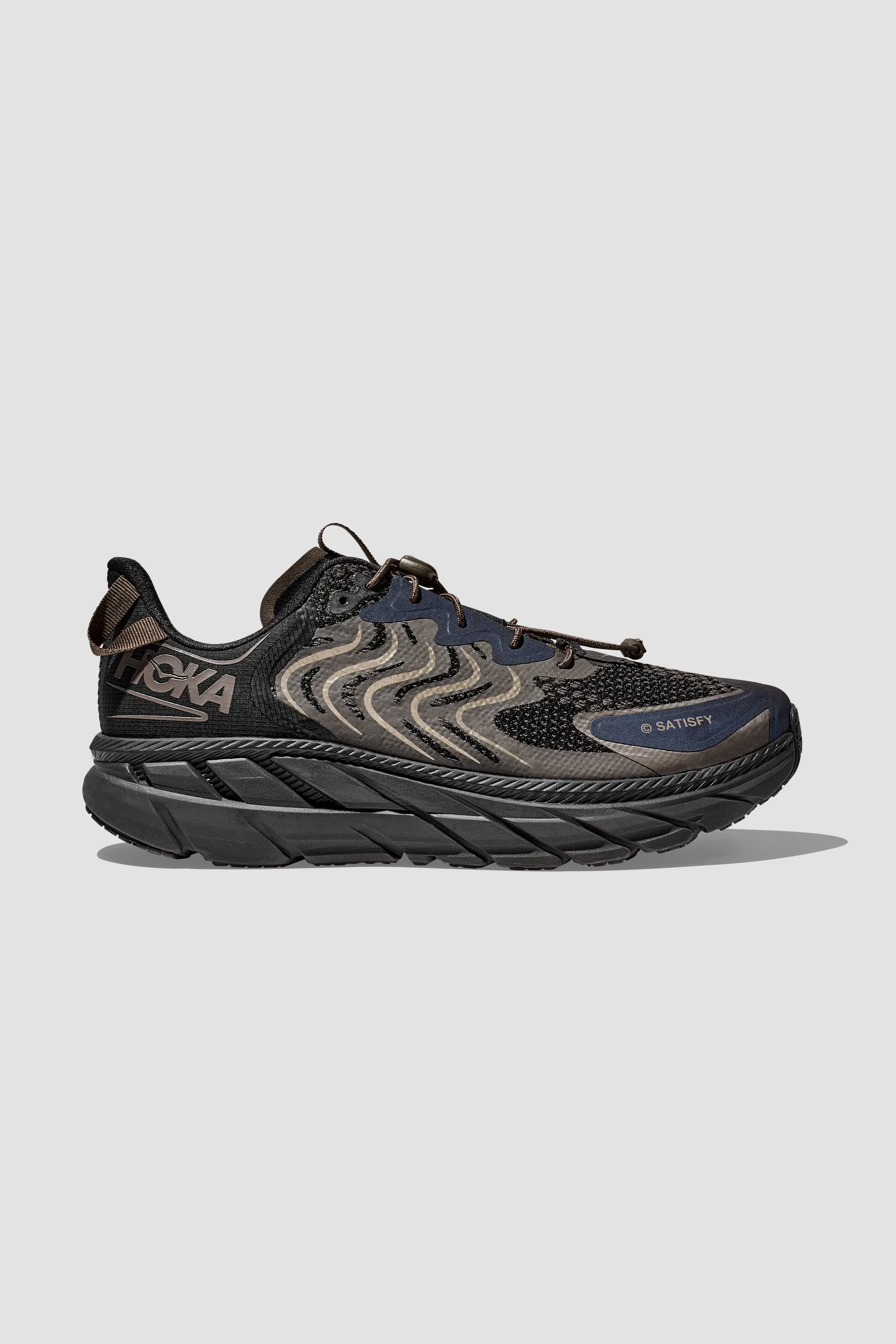 HOKA X SATISFY Clifton LS Unisex Sneaker in Forged Iron/Black