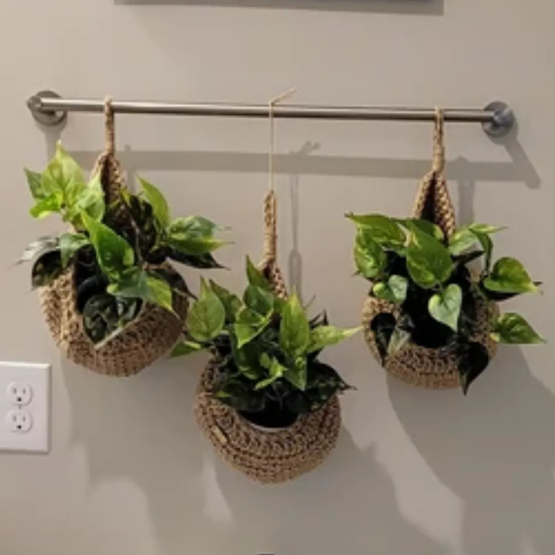 Jute Hanging Wall Planters Cum Baskets - Set of 2