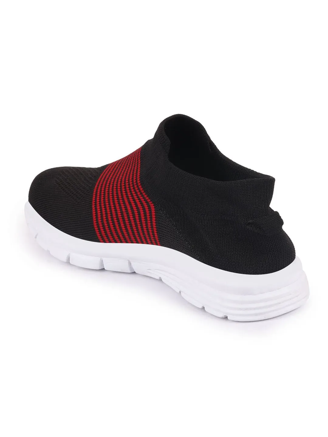 Men Black Knitted Sports Walking Shoes