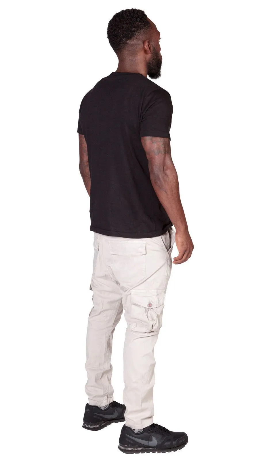 Men's Carrot Fit Tapered Cargo Trousers - Stone