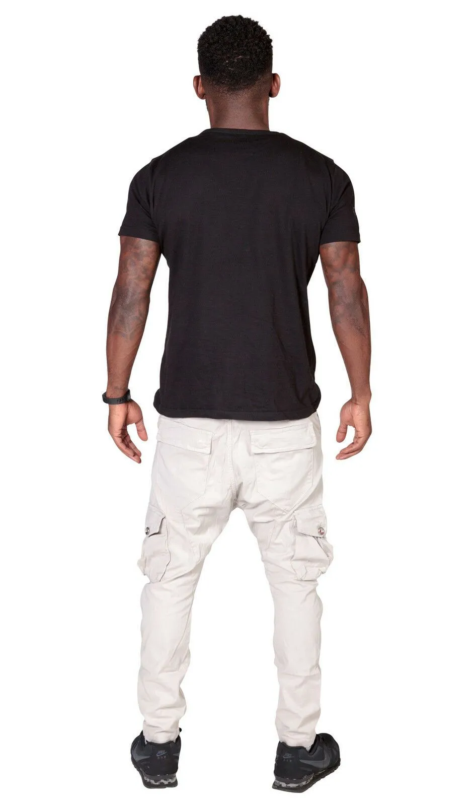 Men's Carrot Fit Tapered Cargo Trousers - Stone