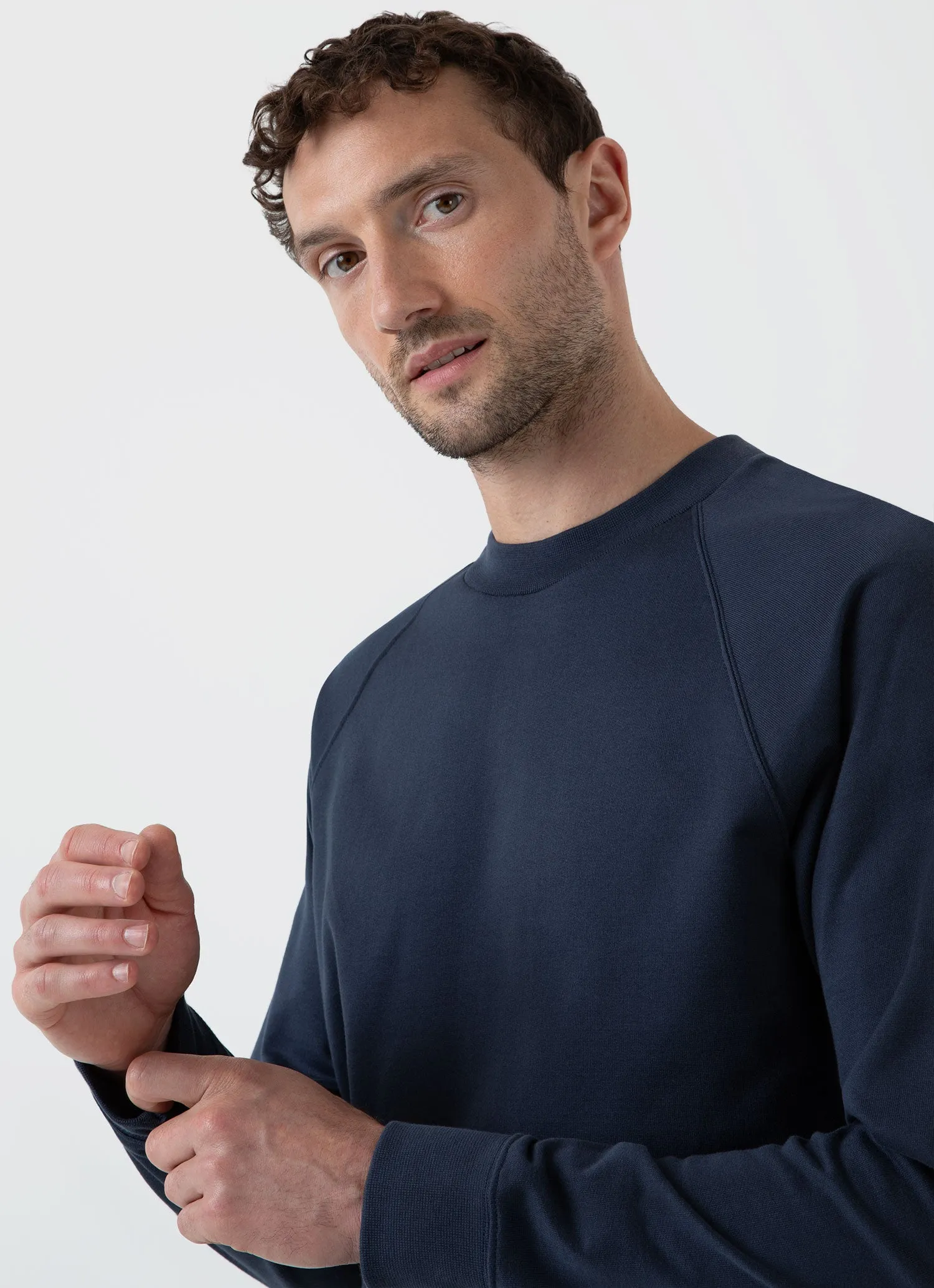 Men's Sea Island Cotton Sweatshirt in Navy