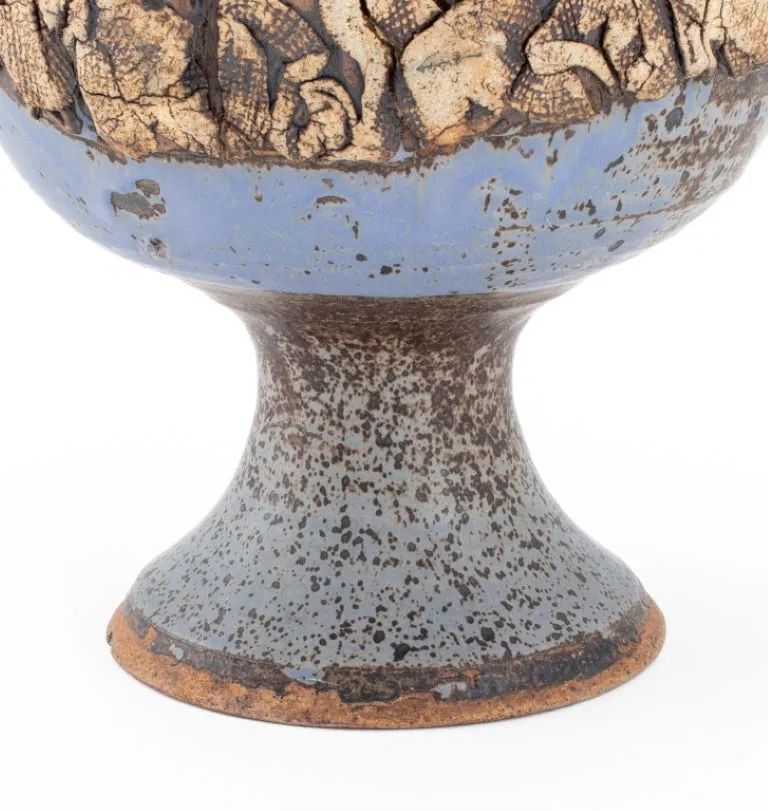 Modern Two Handled Footed Ceramic Urn