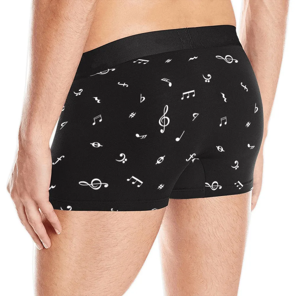 musical note blouse white on black Men's Boxer Briefs with Merged Design (Model  L10)