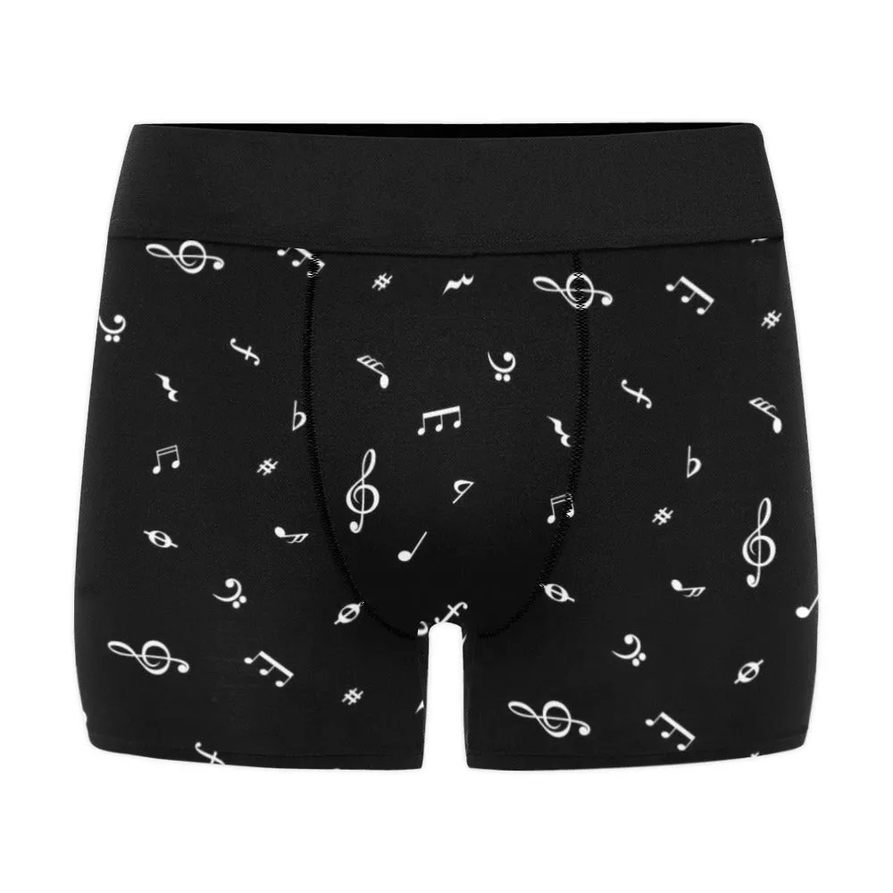 musical note blouse white on black Men's Boxer Briefs with Merged Design (Model  L10)