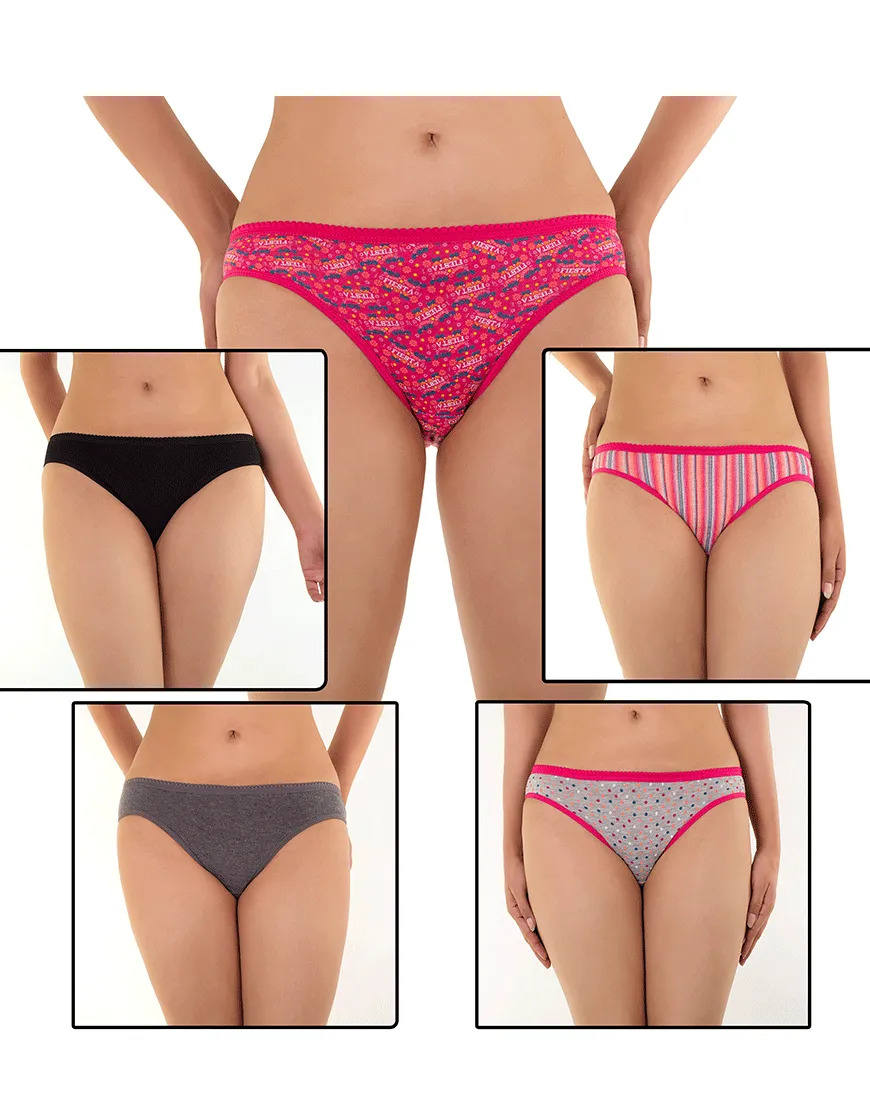 Pack of 5 Printed Bikini Briefs