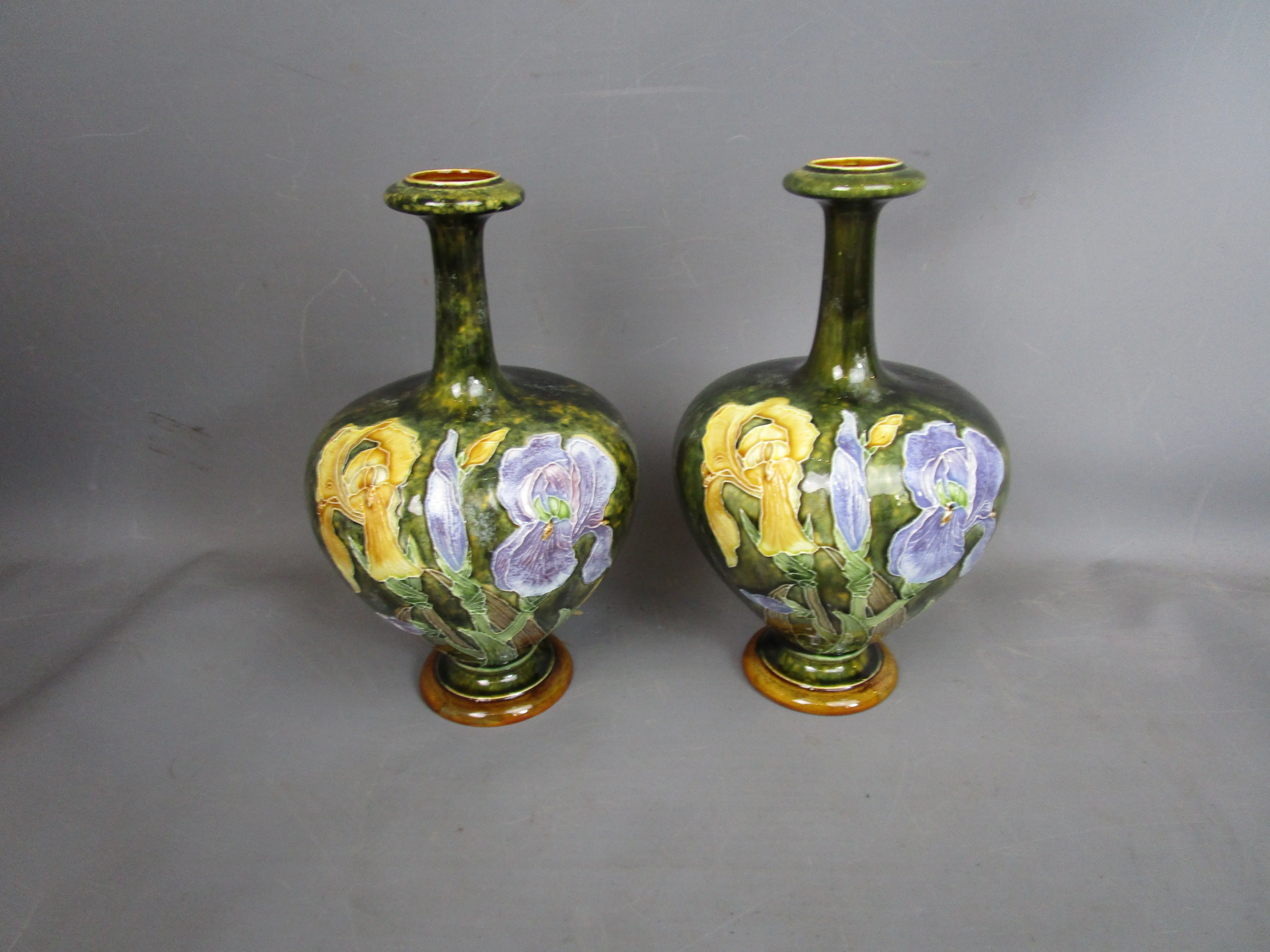 Pair Of Tube Lined Vases Antique Victorian c1900