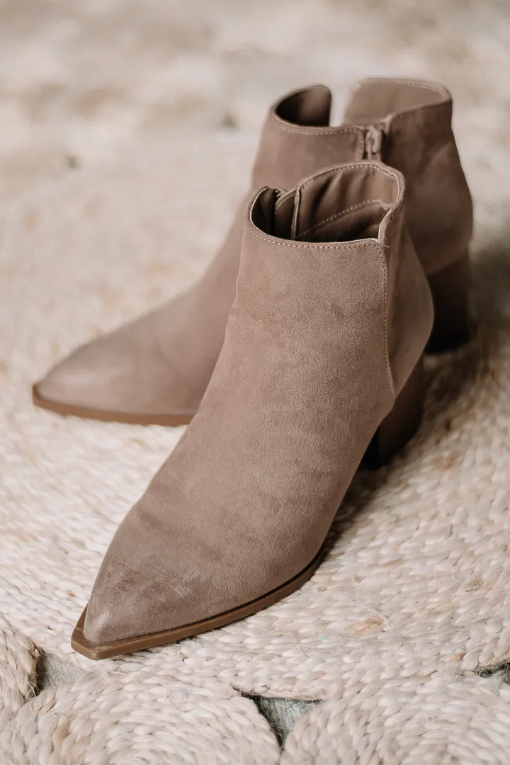 Part Snip Toe Booties | Burlwood Suede