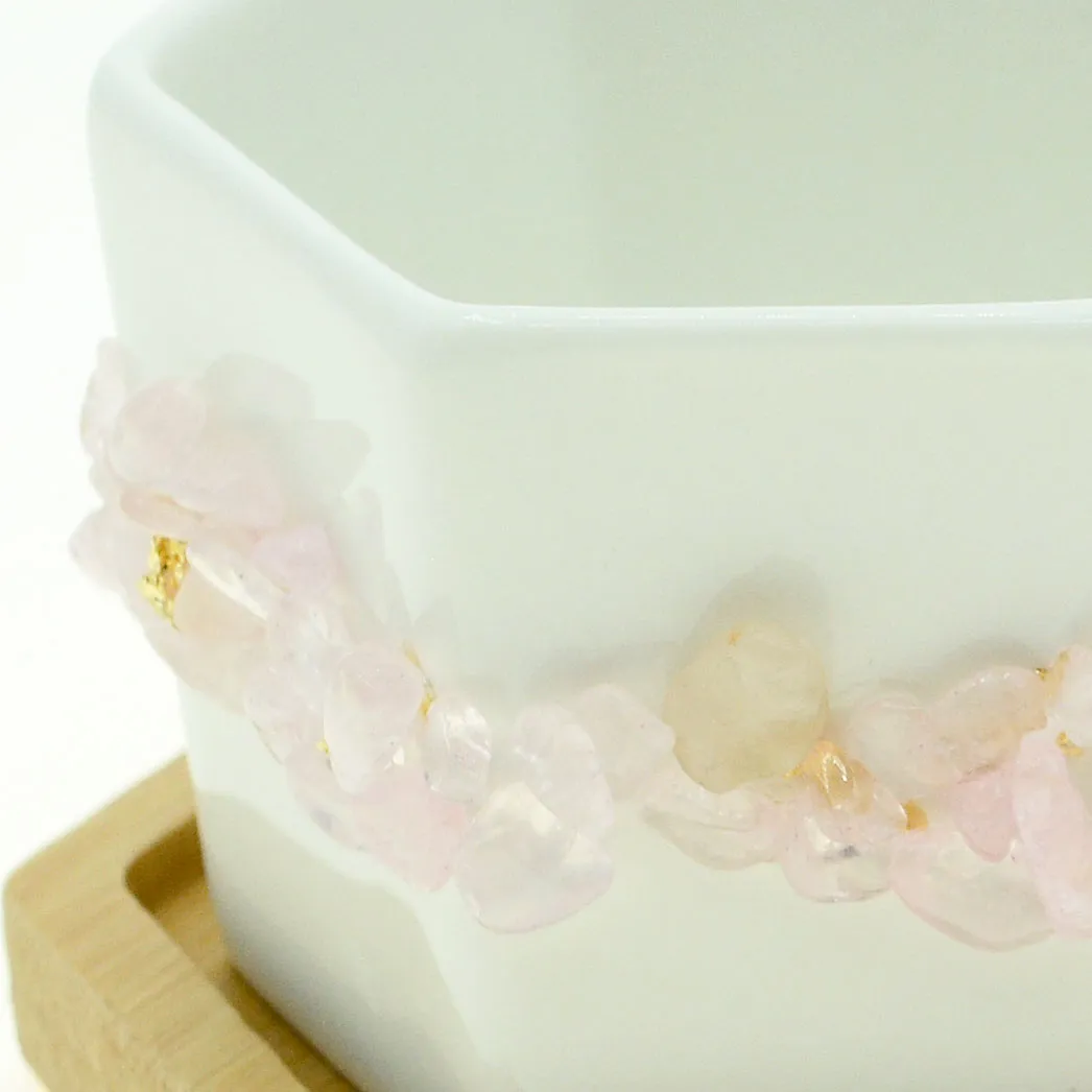 Pink Rose Quartz Gemstone Planter   Air Plant