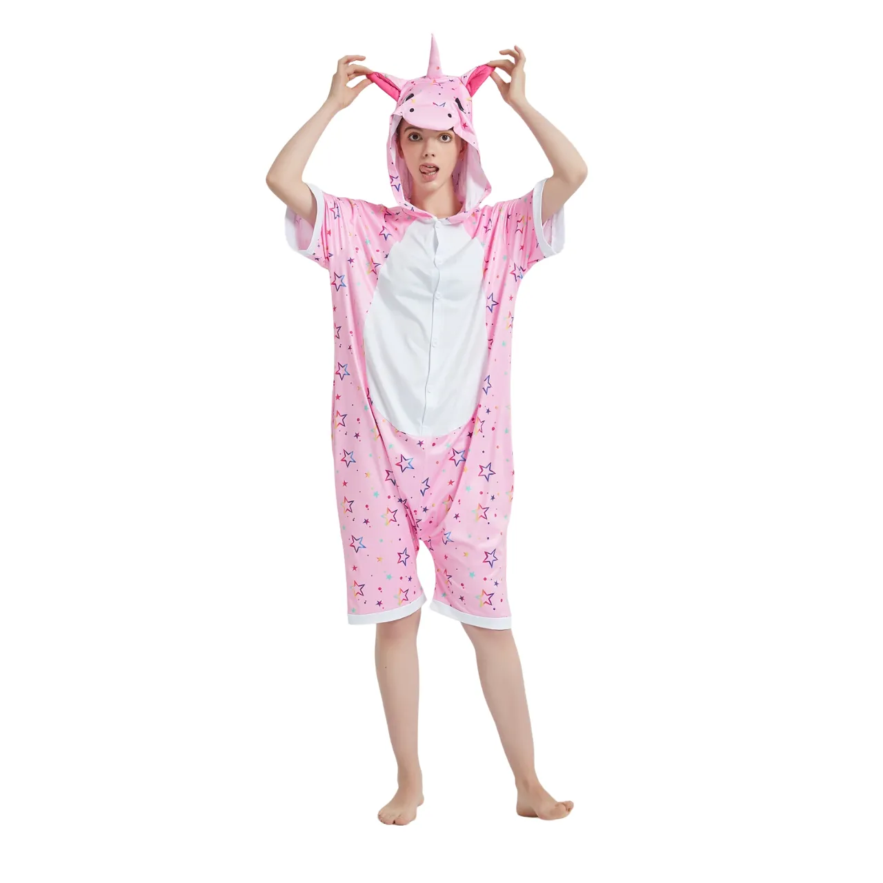 Pink Star Unicorn Adult Summer Onesie