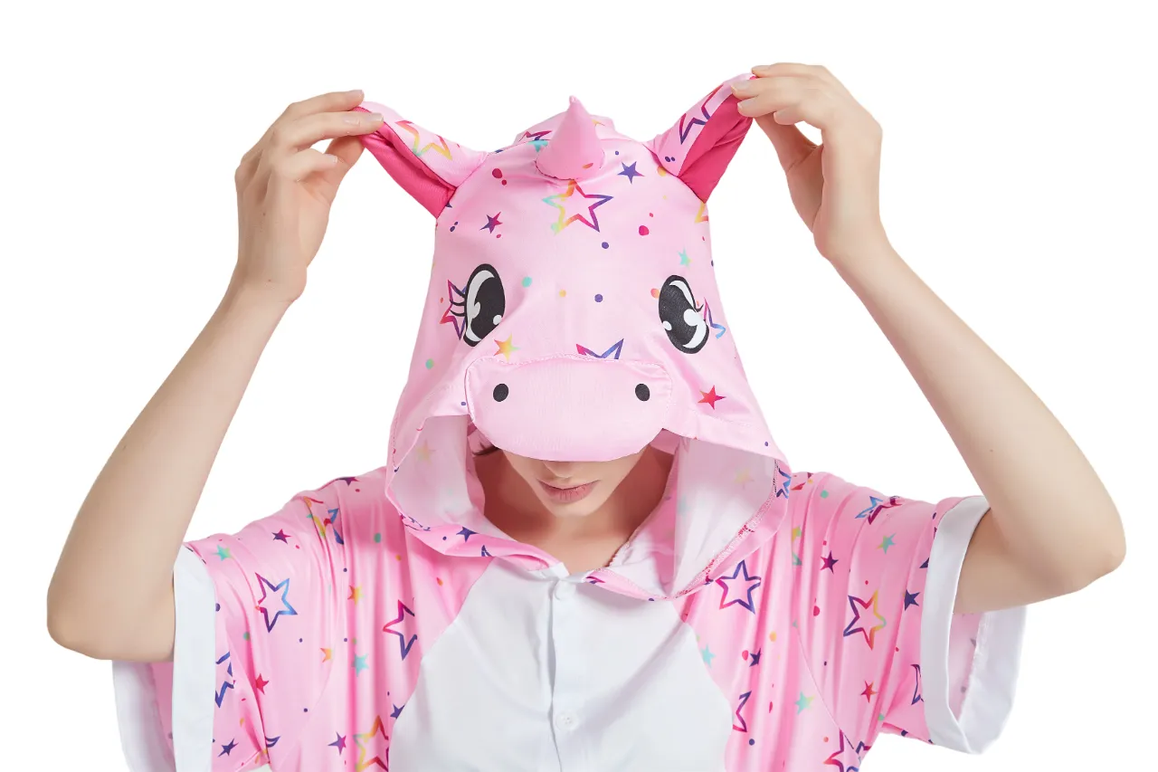 Pink Star Unicorn Adult Summer Onesie