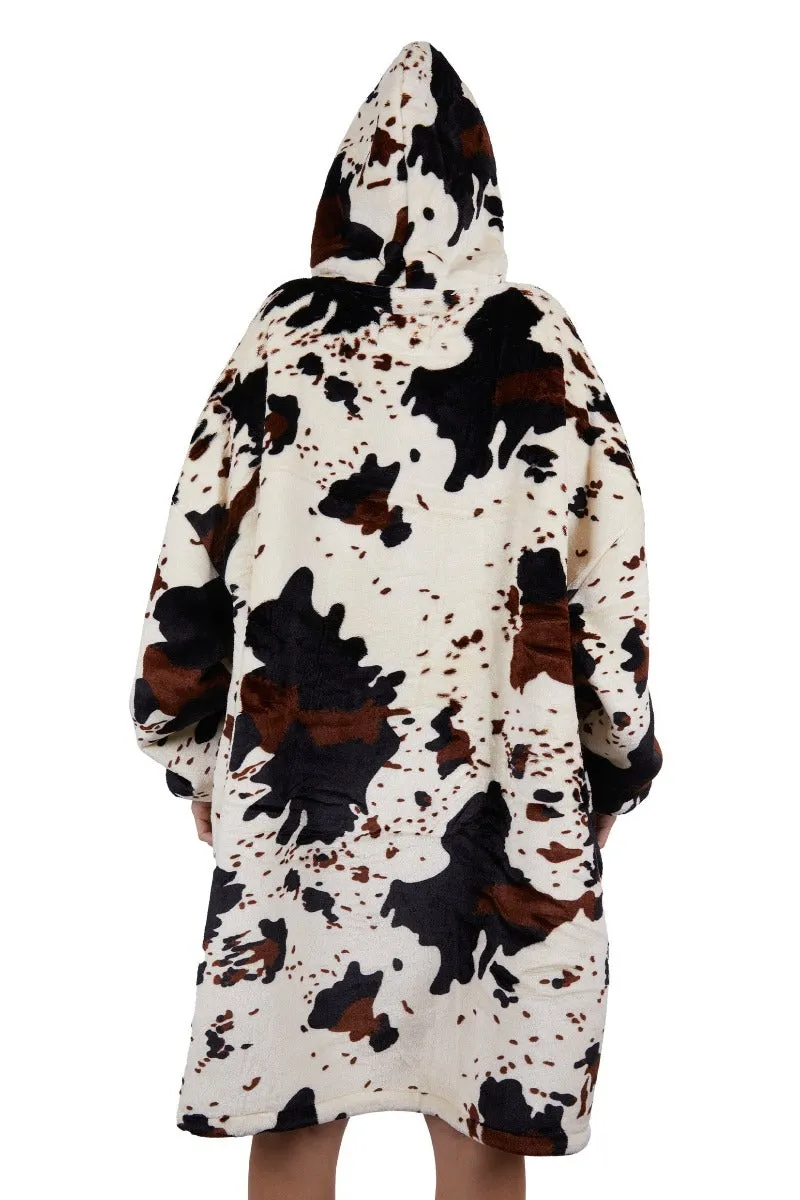 Pure Western Snuggle Hoodie Adults Cow Print