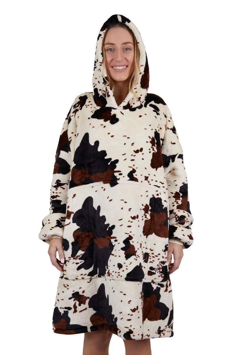 Pure Western Snuggle Hoodie Adults Cow Print