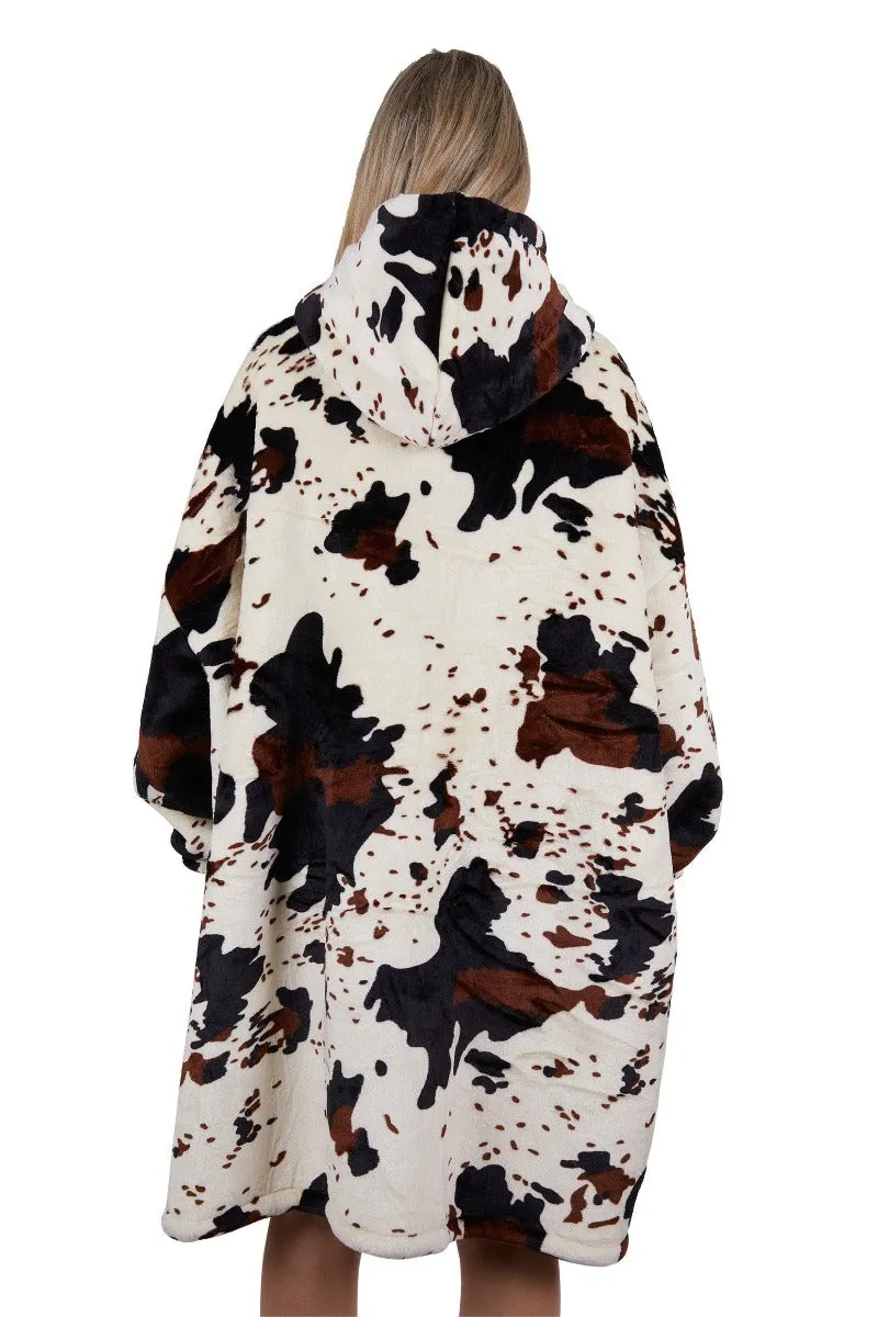 Pure Western Snuggle Hoodie Adults Cow Print