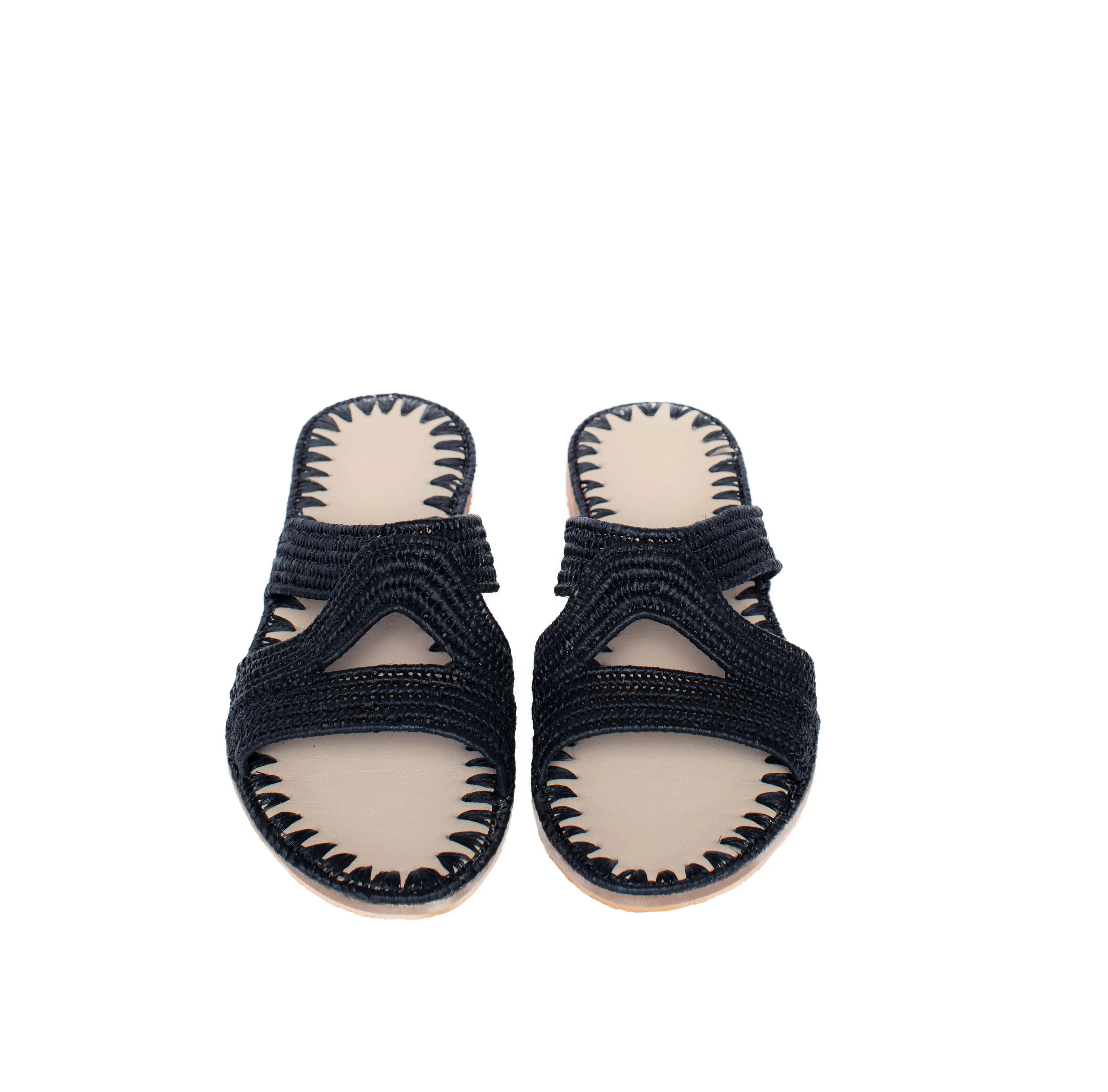 Raffia Slippers Habeeba in Black