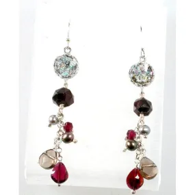 Roman glass jewelry dangling earrings Israeli jewelry garnets