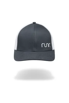 Runr Two Tone Retro Trucker Hat - Charcoal & White