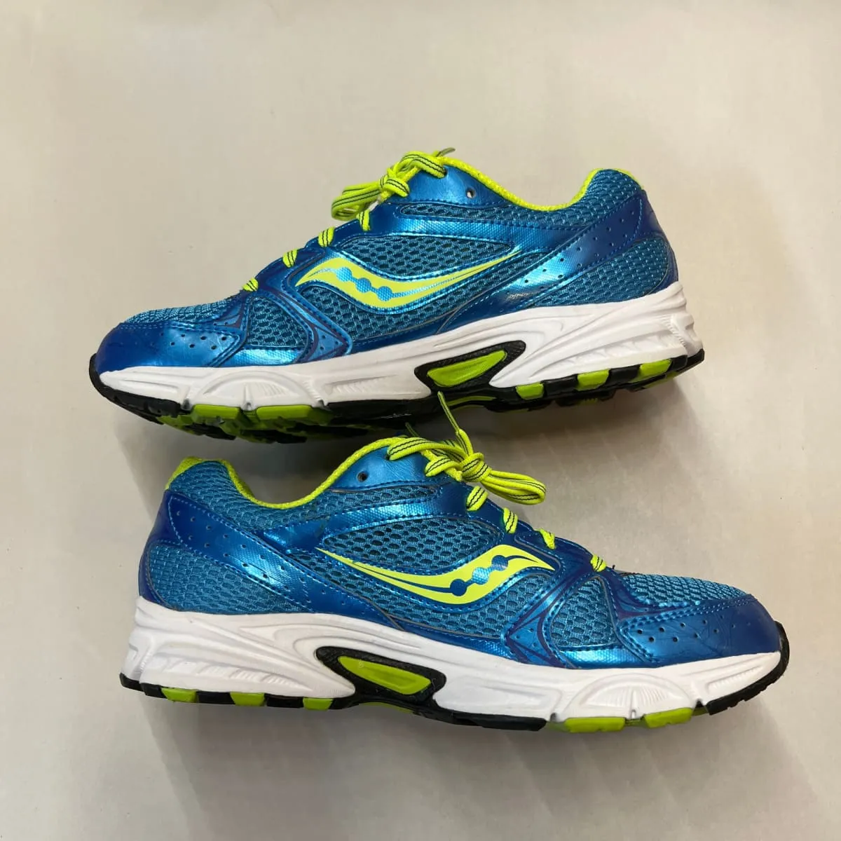 SAUCONY Women's Grid Cohesion 6 -Blue/Citron- Running Shoe - Size 9.5M Preowned