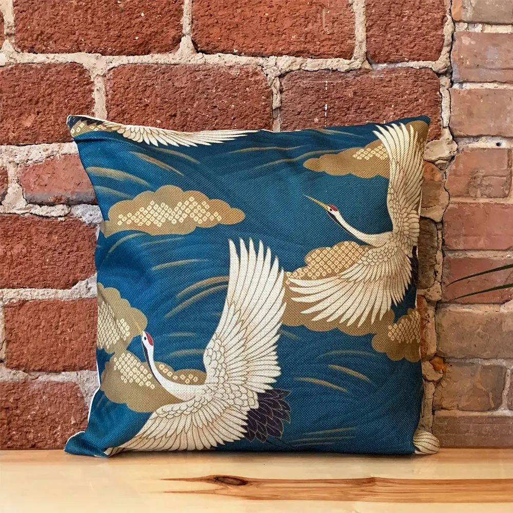 Square Toss Cushion Cover | Cranes Green