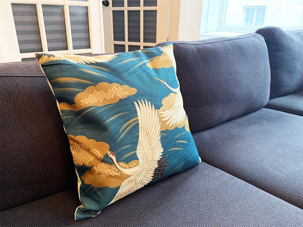 Square Toss Cushion Cover | Cranes Green