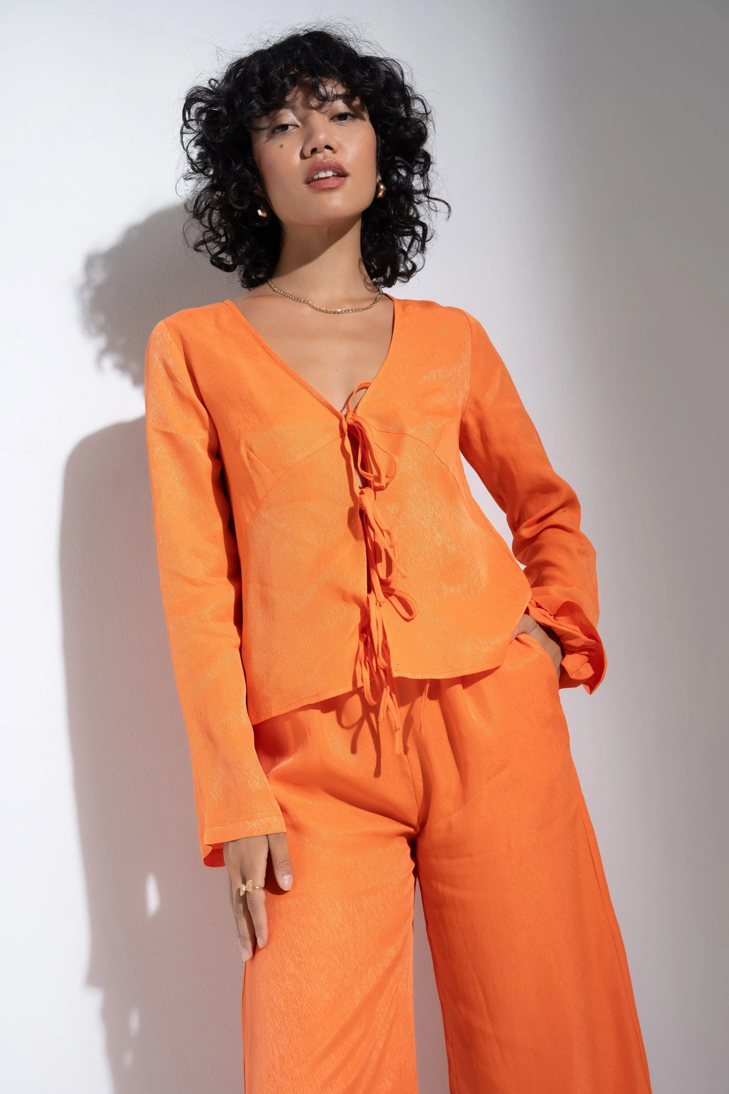 Tangerine Tie Front Set