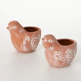 Terracotta Bird Planter Set 2