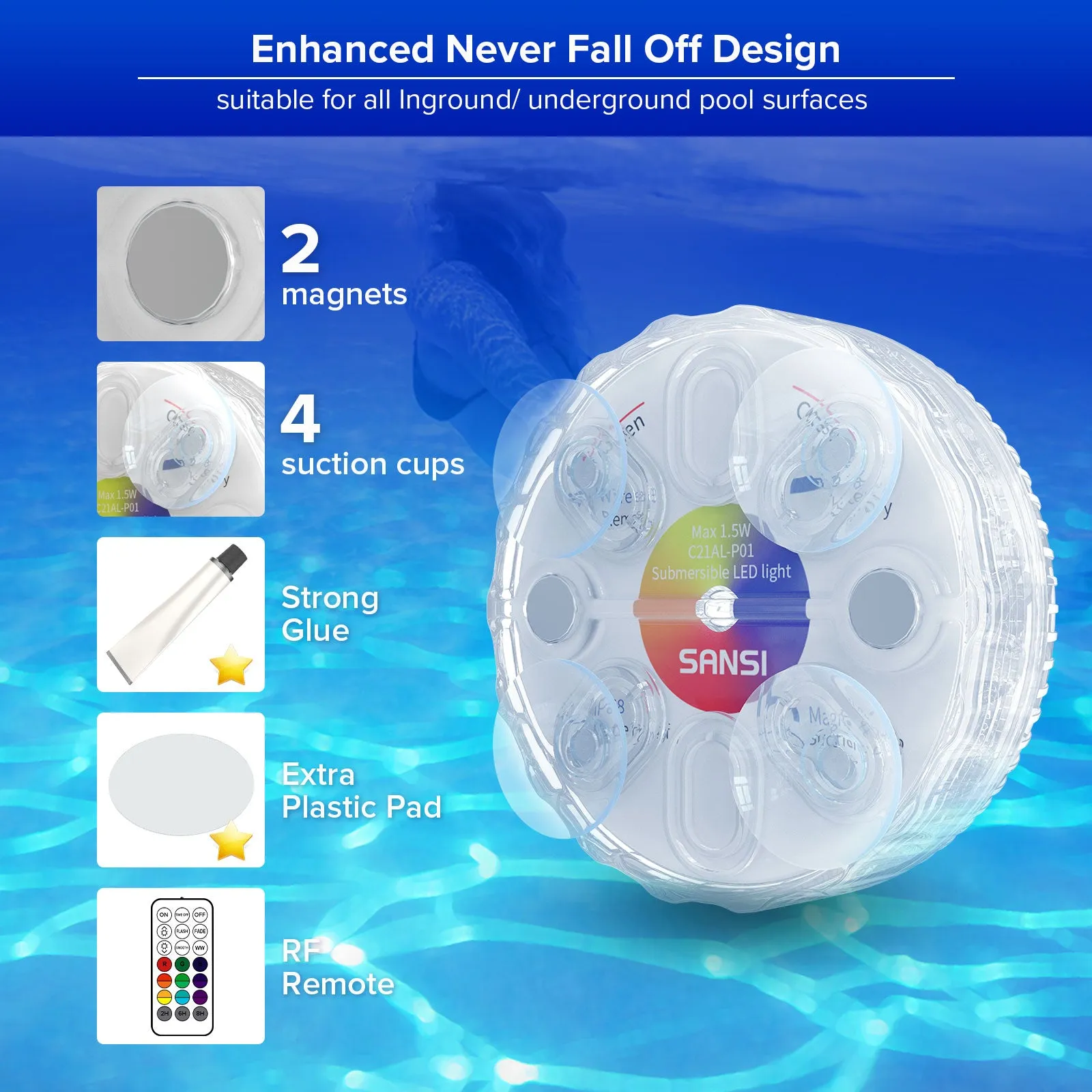 Upgraded RGB LED Submersible Pool Light